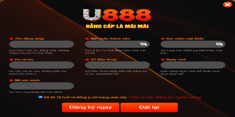 Hướng dẫn đăng ký U888 qua trang trực tuyến